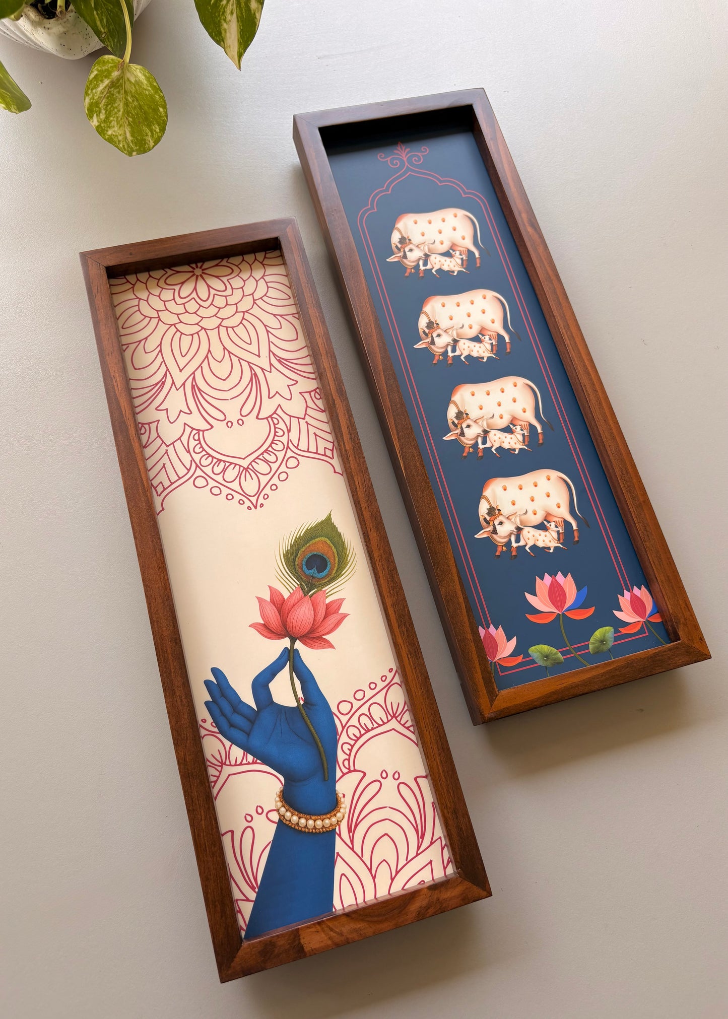 Gopal Kripa โ Lord Krishna & Kamdhenu Hindu Spiritual Wall Art Set - Decor By The Way