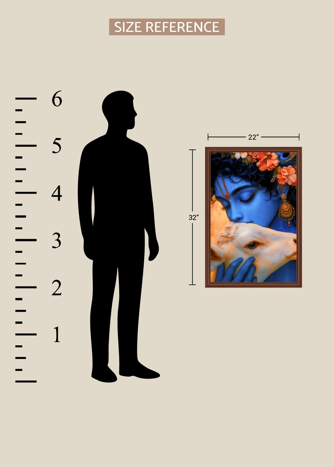 Krishna Karuna - Premium Teak Wood Devotional Wall Frame