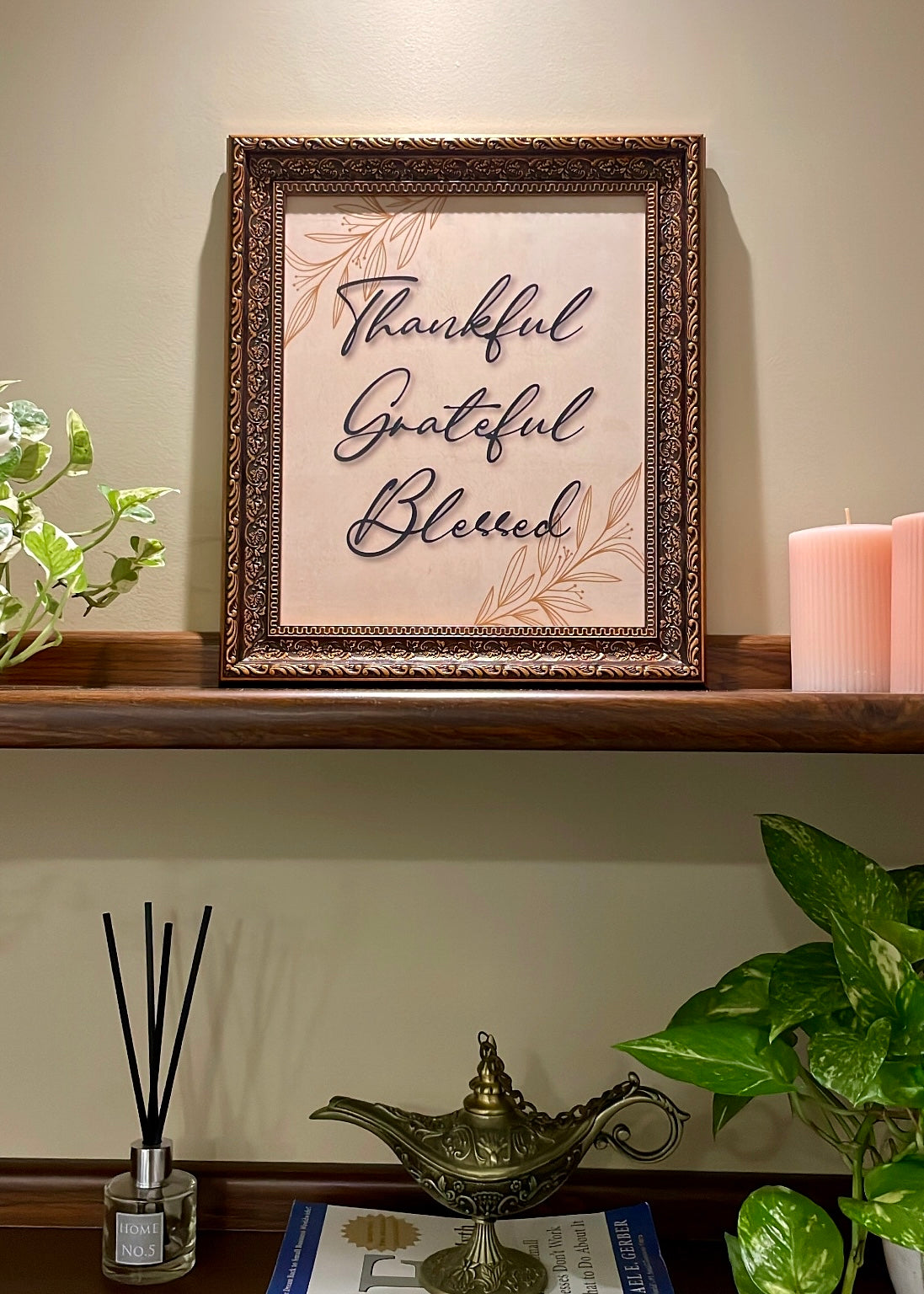 Thankful Grateful Blessed Antique Frame - Decor By The Way