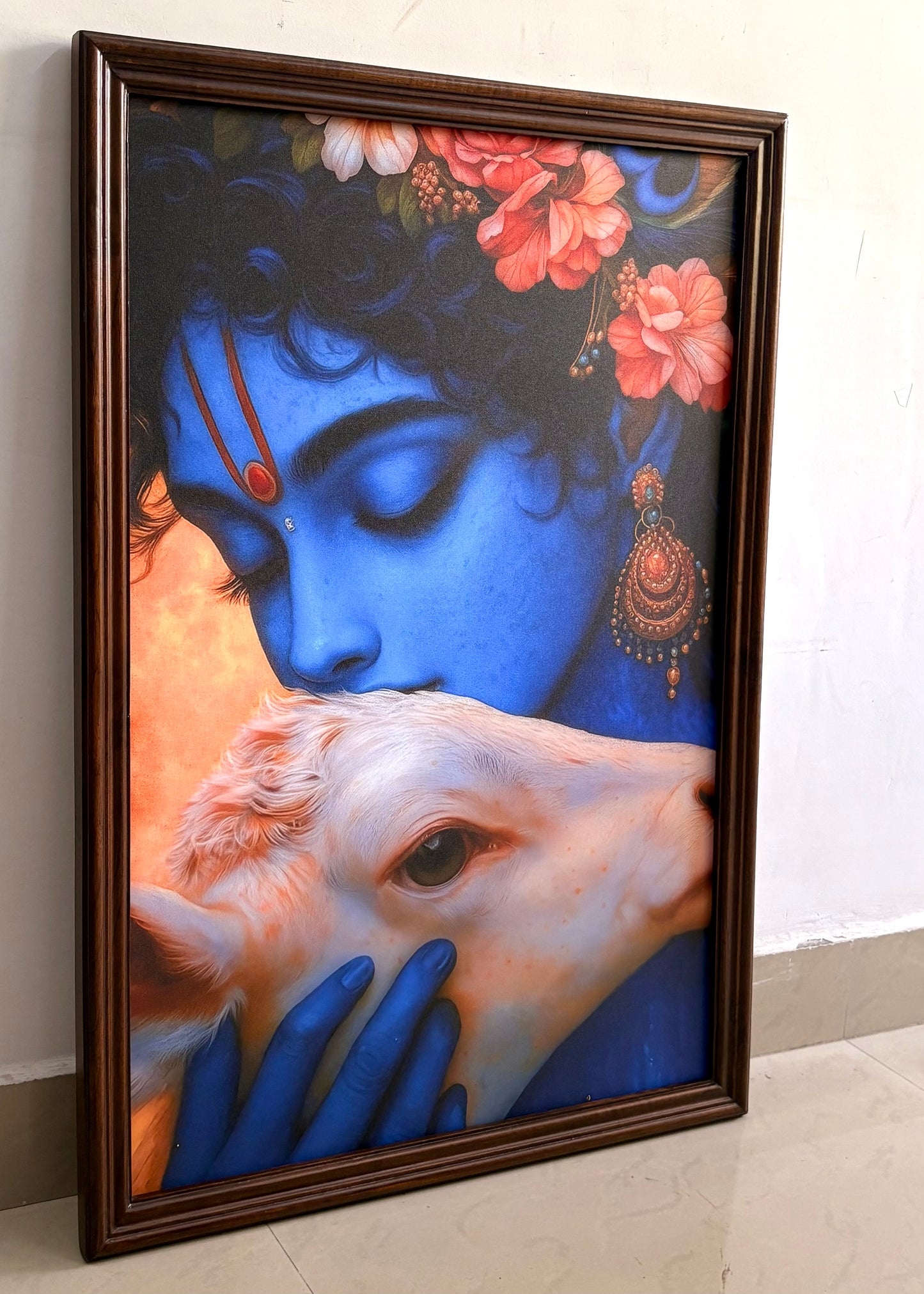 Krishna Karuna - Premium Teak Wood Devotional Wall Frame
