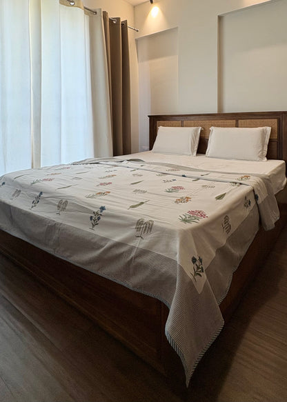 Ruhani 100% Mulmul Cotton Reversible AC Dohar – Hand Block Printed - Decor By The Way