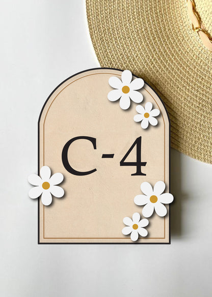 Daisy Number Sign in Beige (only numbers) - Decor By The Way