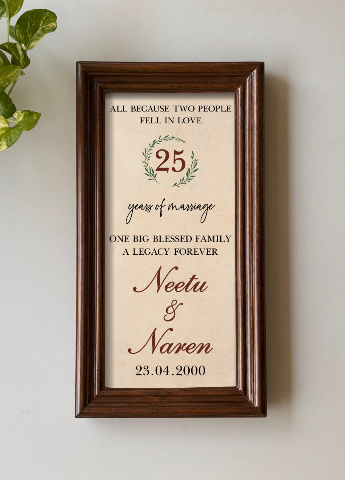 Personlised Anniversary Antique Wall Frame | Perfect Anniversary Gift - Decor By The Way