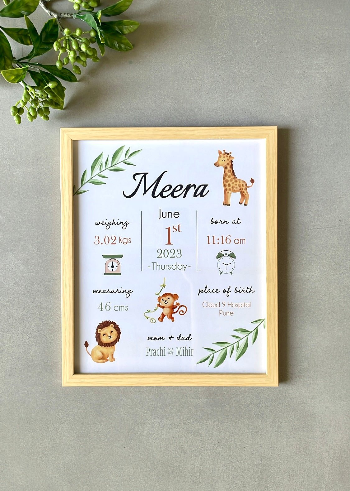 Birth Details Frame