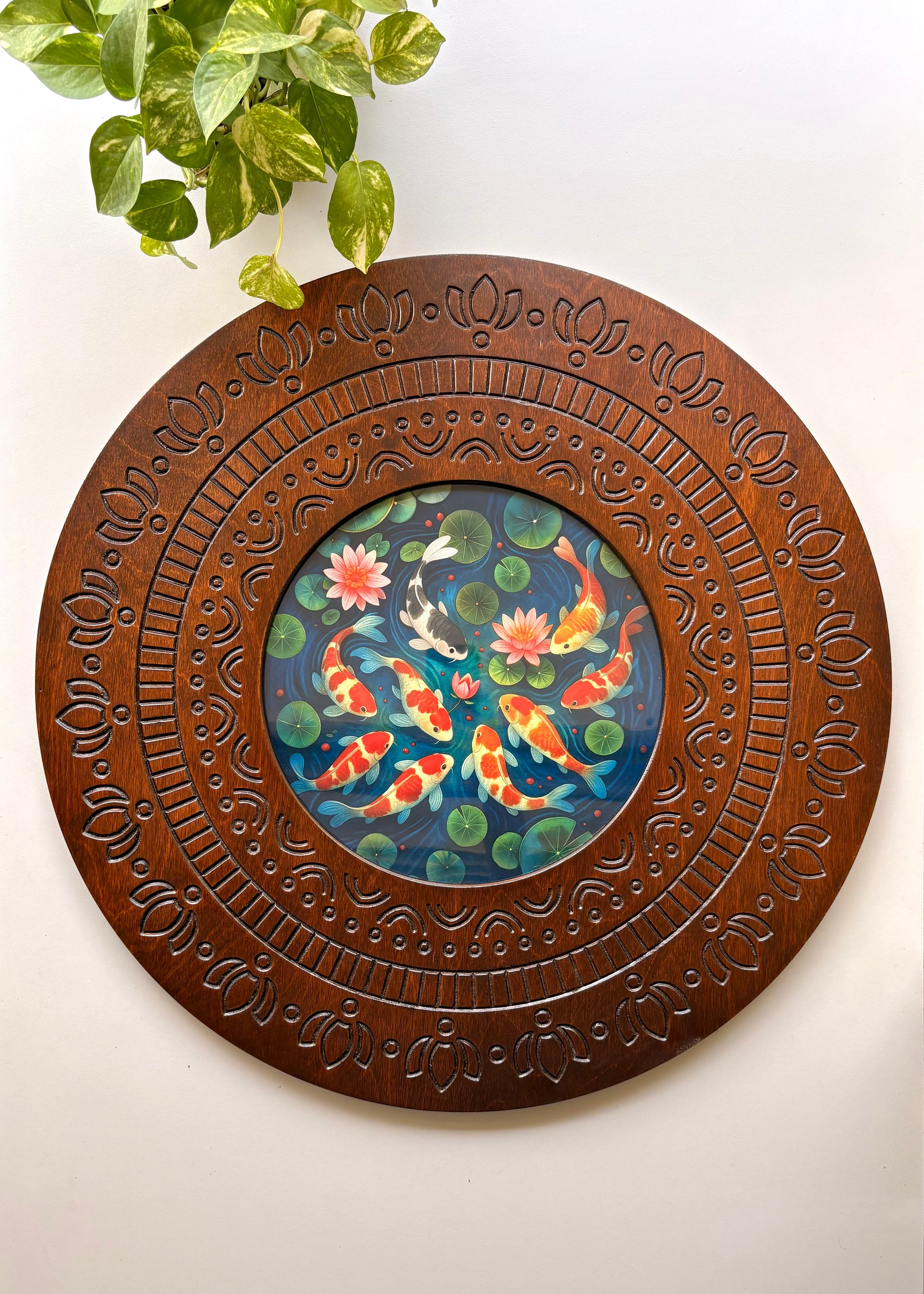 Koi Fish Handcrafted Wooden Wall Art- Symbol of Prosperity & Serenity - Decor By The Way