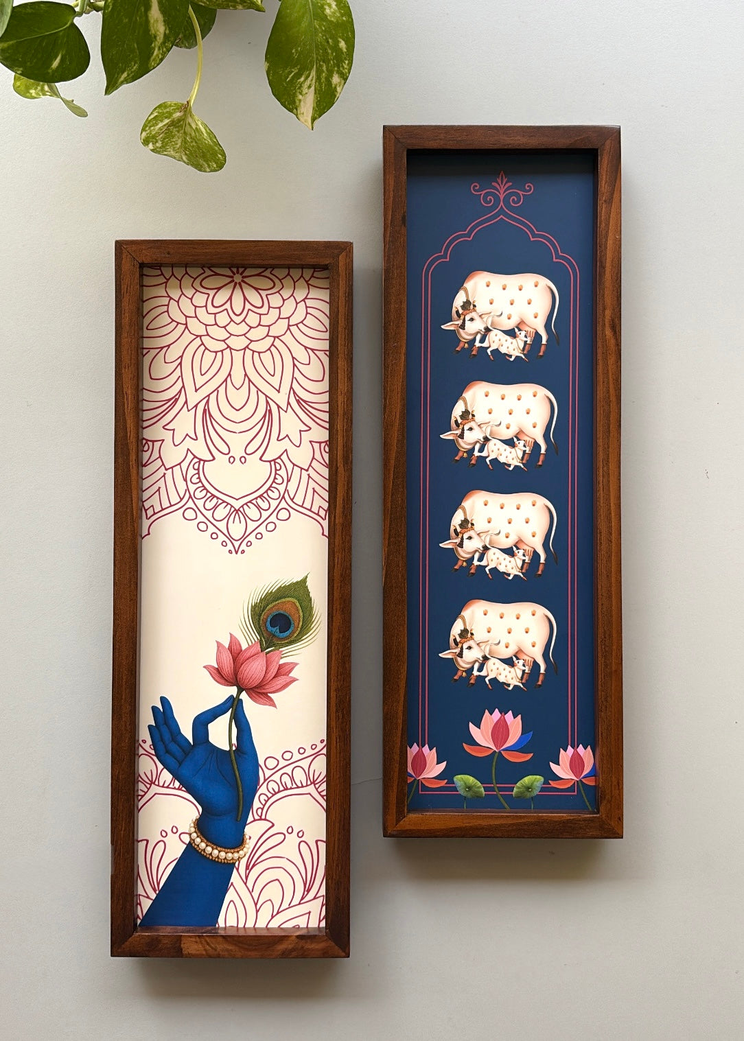 Gopal Kripa – Lord Krishna & Kamdhenu Hindu Spiritual Wall Art Set - Decor By The Way