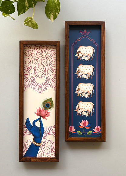 Gopal Kripa – Lord Krishna & Kamdhenu Hindu Spiritual Wall Art Set - Decor By The Way