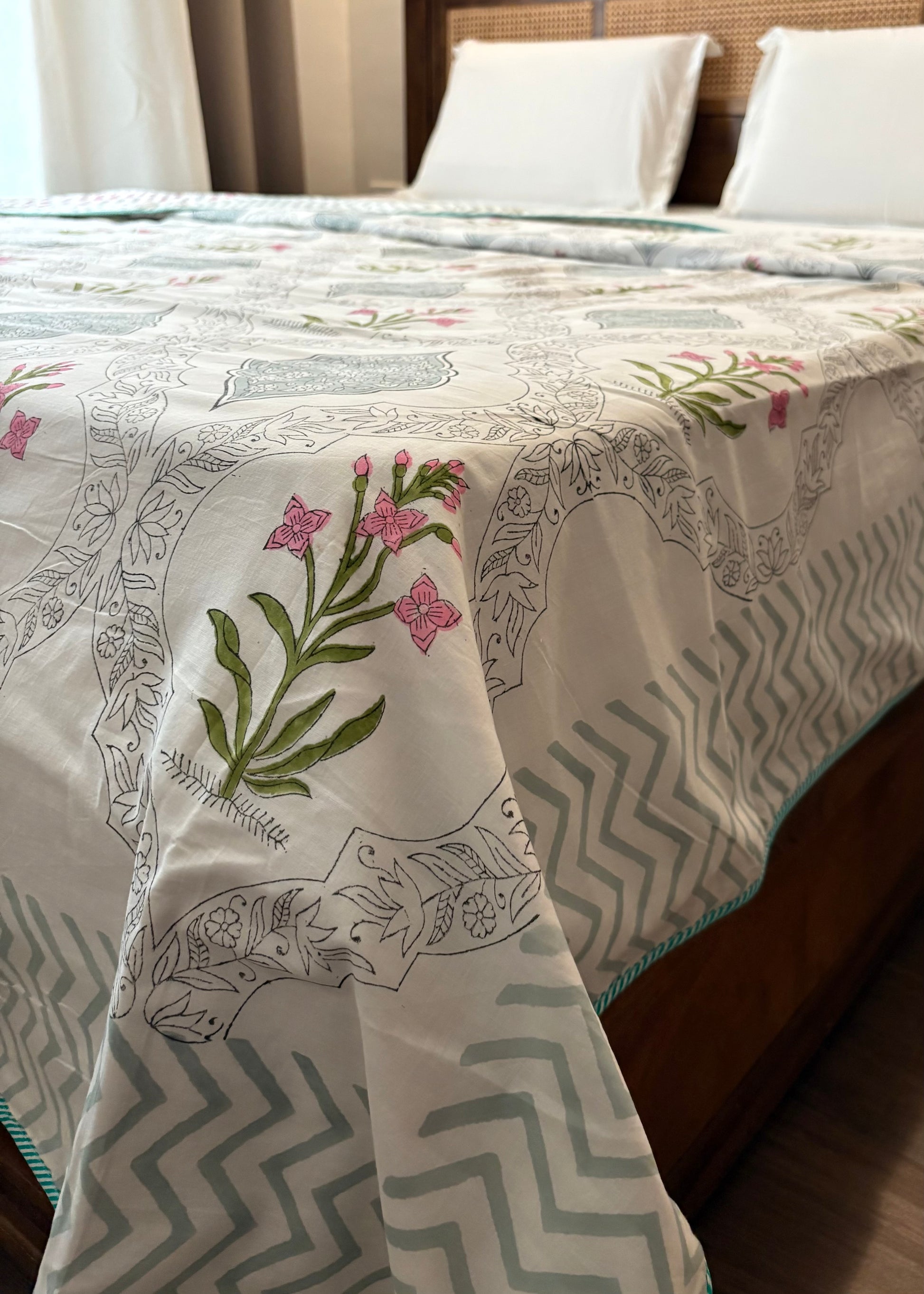 Mehzica 100% Mulmul Cotton Reversible AC Dohar – Hand Block Printed - Decor By The Way