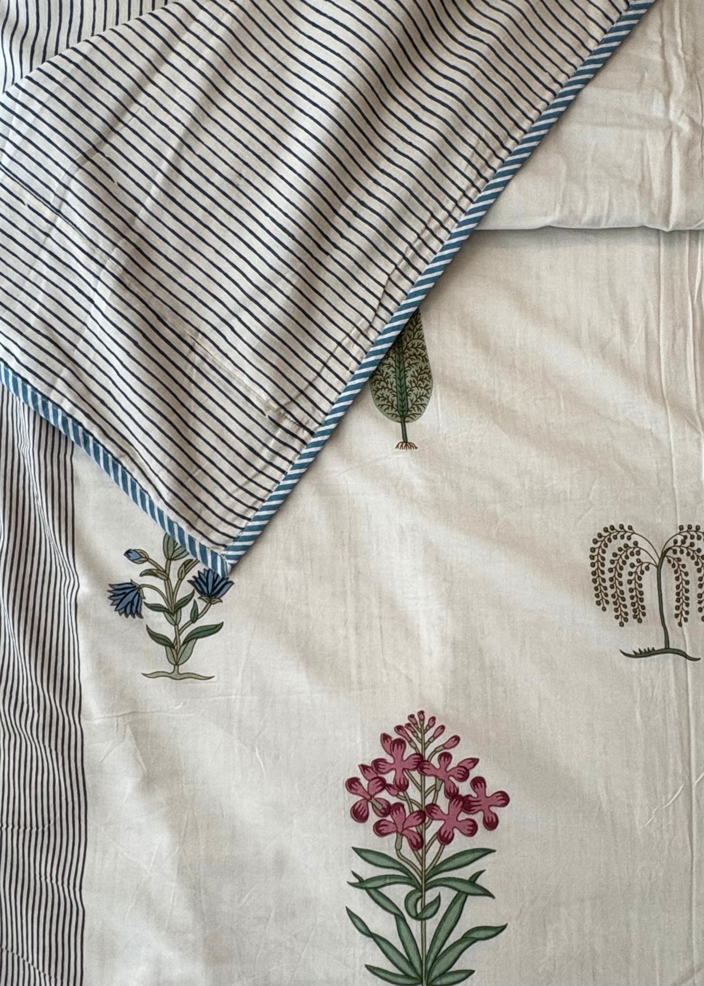 Ruhani 100% Mulmul Cotton Reversible AC Dohar – Hand Block Printed - Decor By The Way