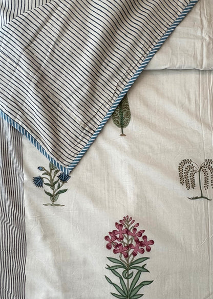 Ruhani 100% Mulmul Cotton Reversible AC Dohar – Hand Block Printed - Decor By The Way