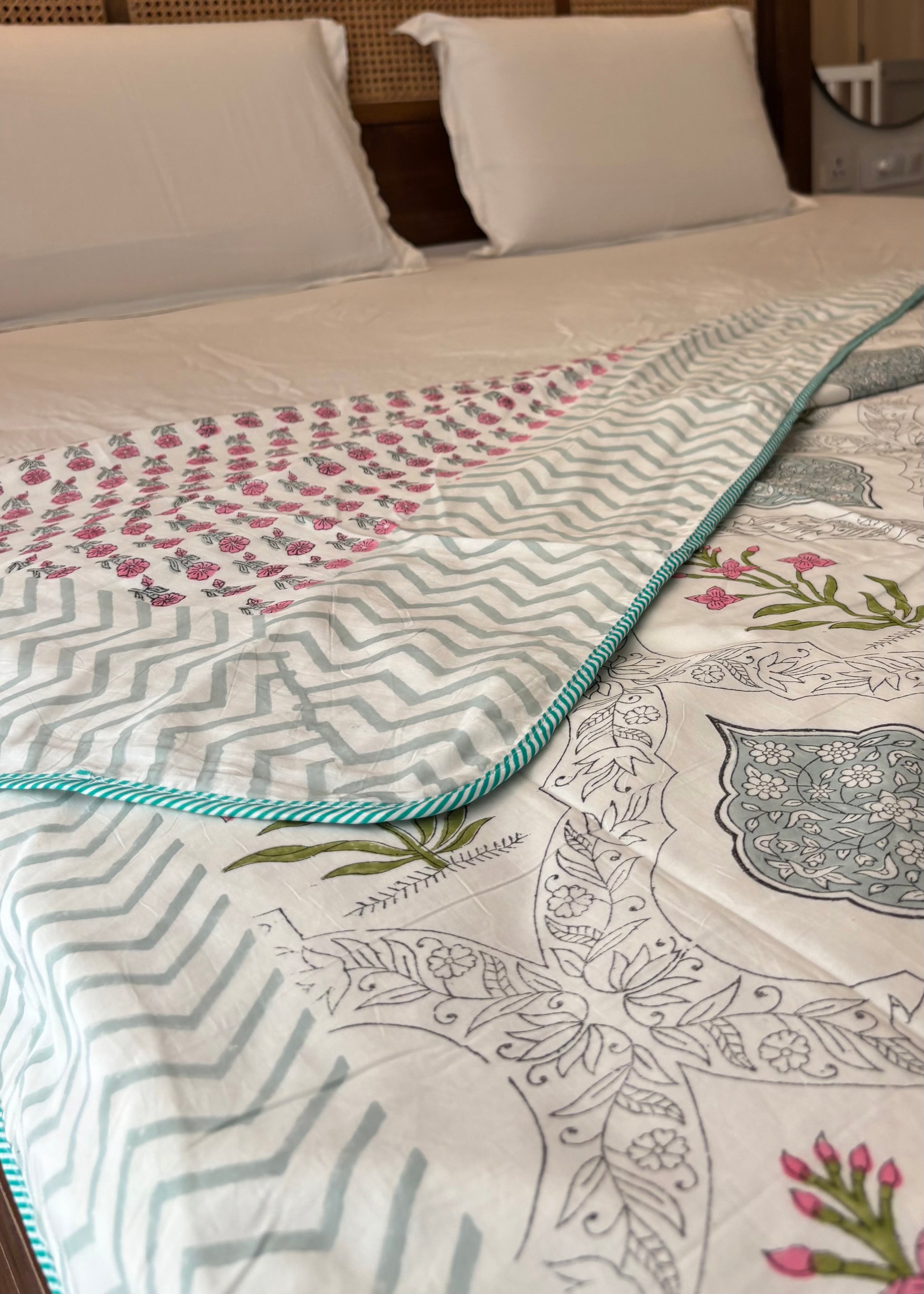 Mehzica 100% Mulmul Cotton Reversible AC Dohar – Hand Block Printed - Decor By The Way