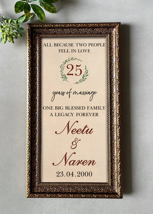 Personlised Anniversary Antique Wall Frame | Perfect Anniversary Gift - Decor By The Way