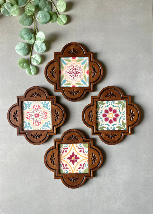 Moroccan Wooden Wall Art- Set of Four