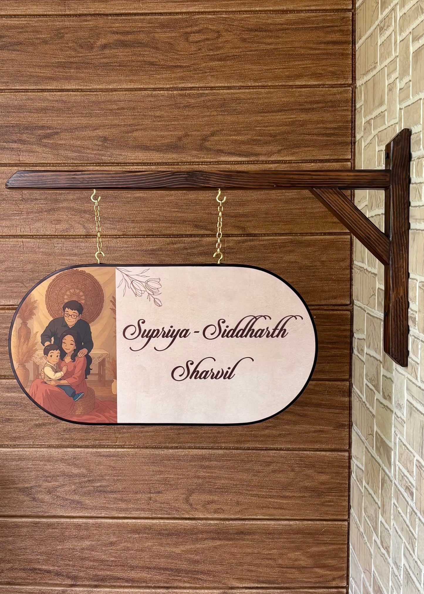 My Happy Home – Ghibli Art Insprired Name Plate with Wooden Bracket - Decor By The Way