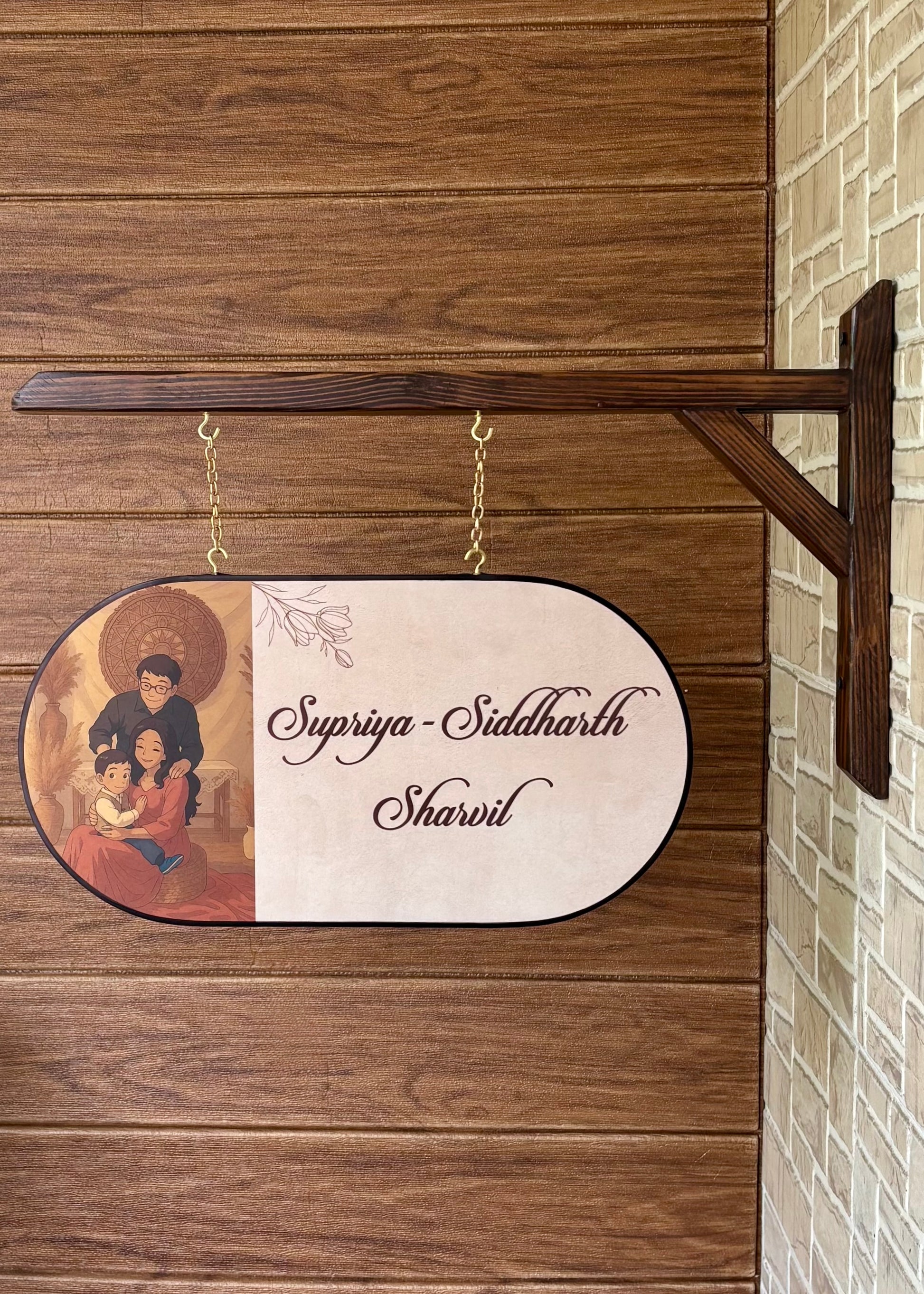 My Happy Home – Ghibli Art Insprired Name Plate with Wooden Bracket - Decor By The Way