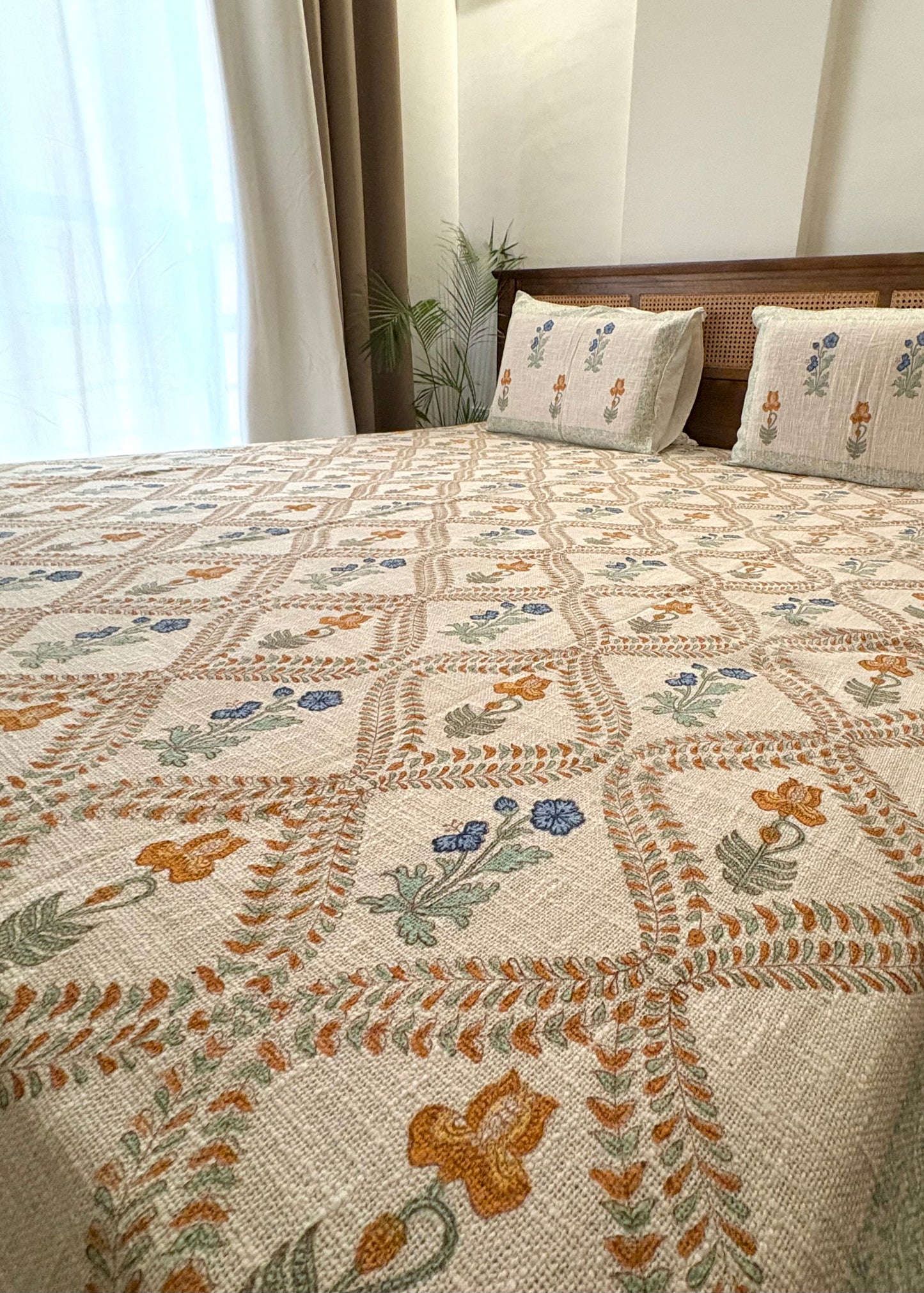 Bageecha Hand Block Printed Soft Jute Bedsheet Set - Decor By The Way