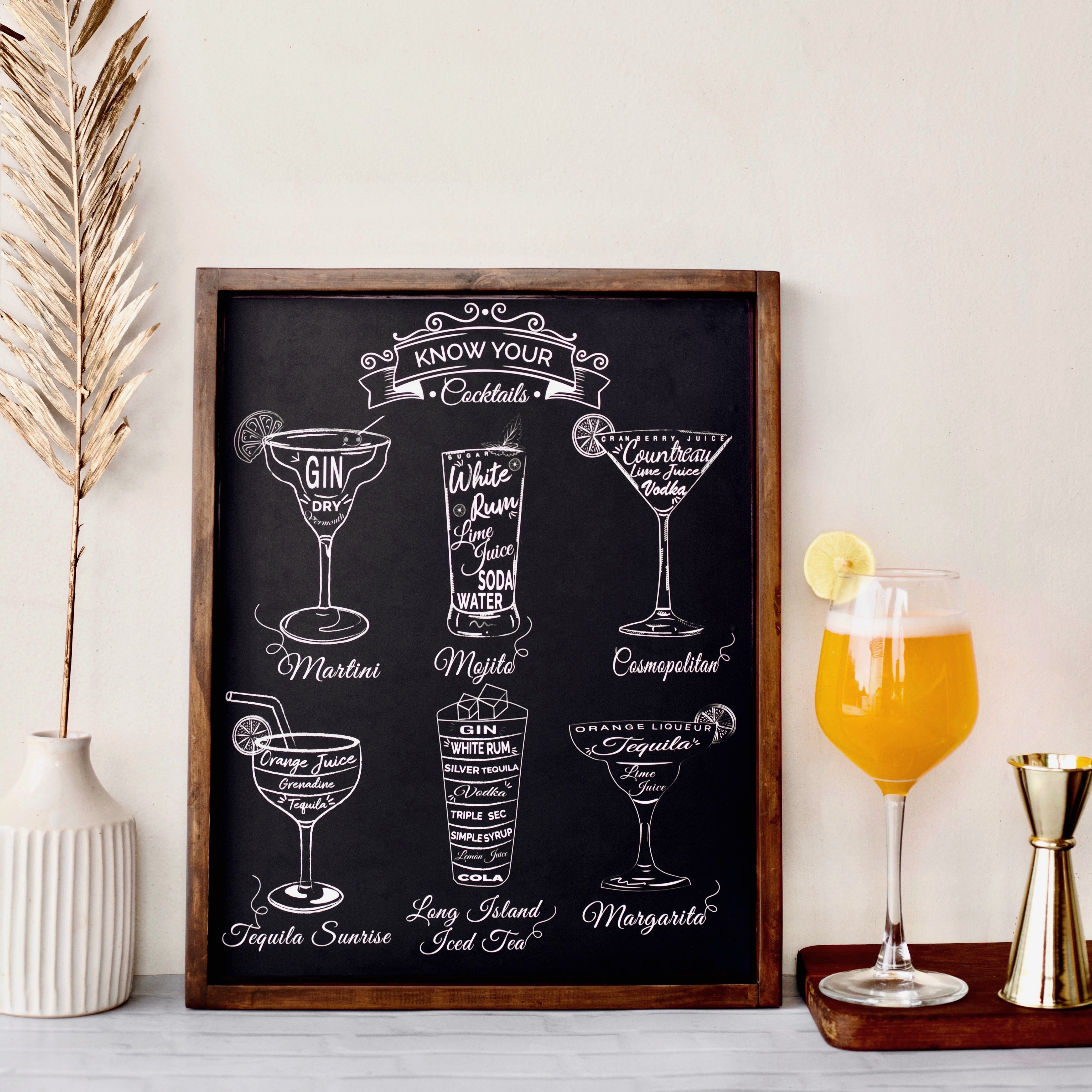 Cocktail Frameborder Know Your Cocktails Frame - Bar Decor – Decor By The Way