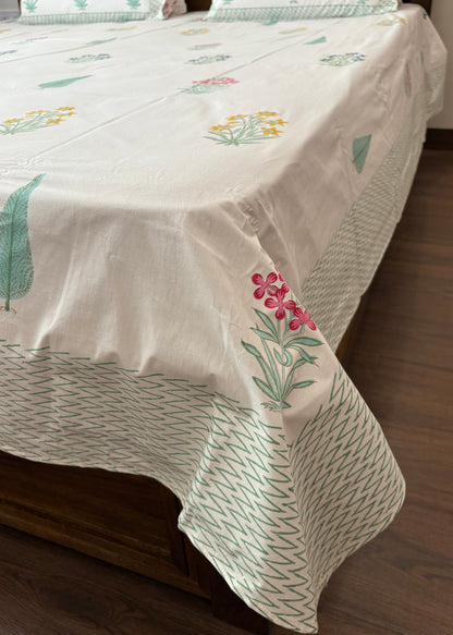 Gulshan 100% Cotton Hand Block Printed 300 TC Bedsheet Set - Decor By The Way