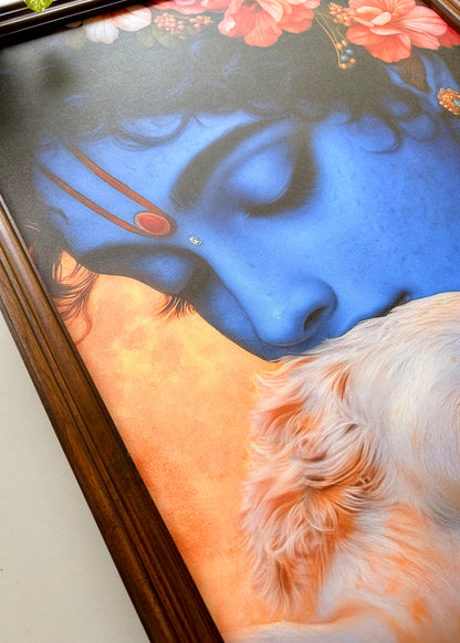 Krishna Karuna - Premium Teak Wood Devotional Wall Frame