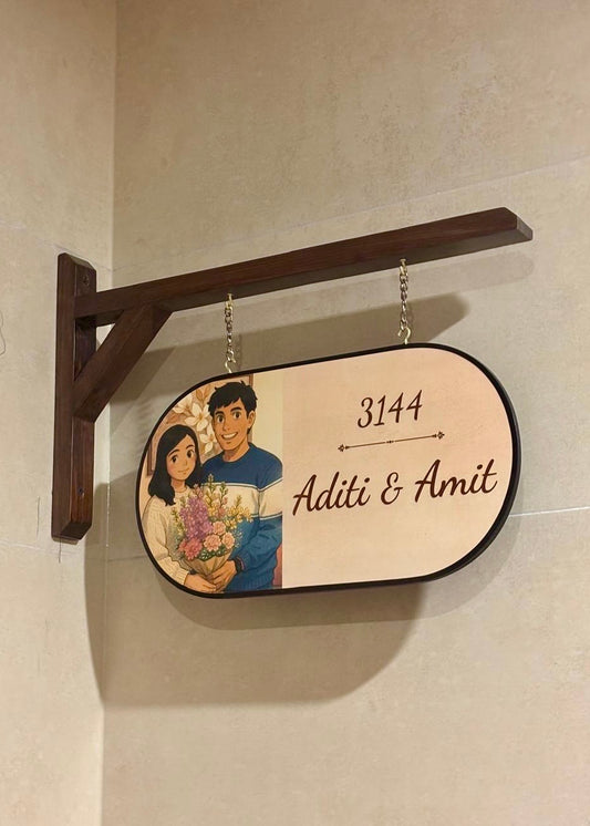 My Happy Home – Ghibli Art Insprired Name Plate with Wooden Bracket - Decor By The Way