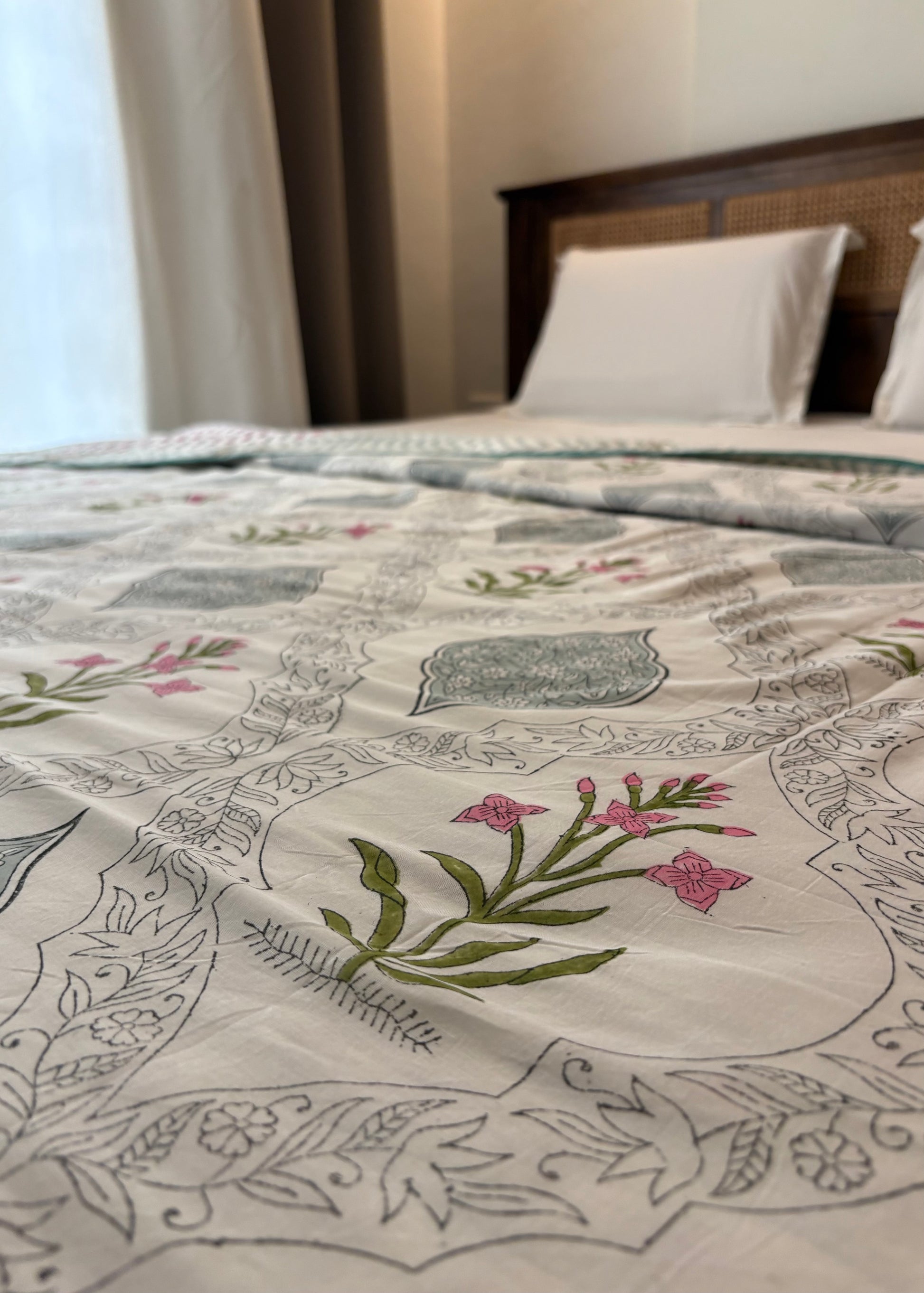 Mehzica 100% Mulmul Cotton Reversible AC Dohar – Hand Block Printed - Decor By The Way