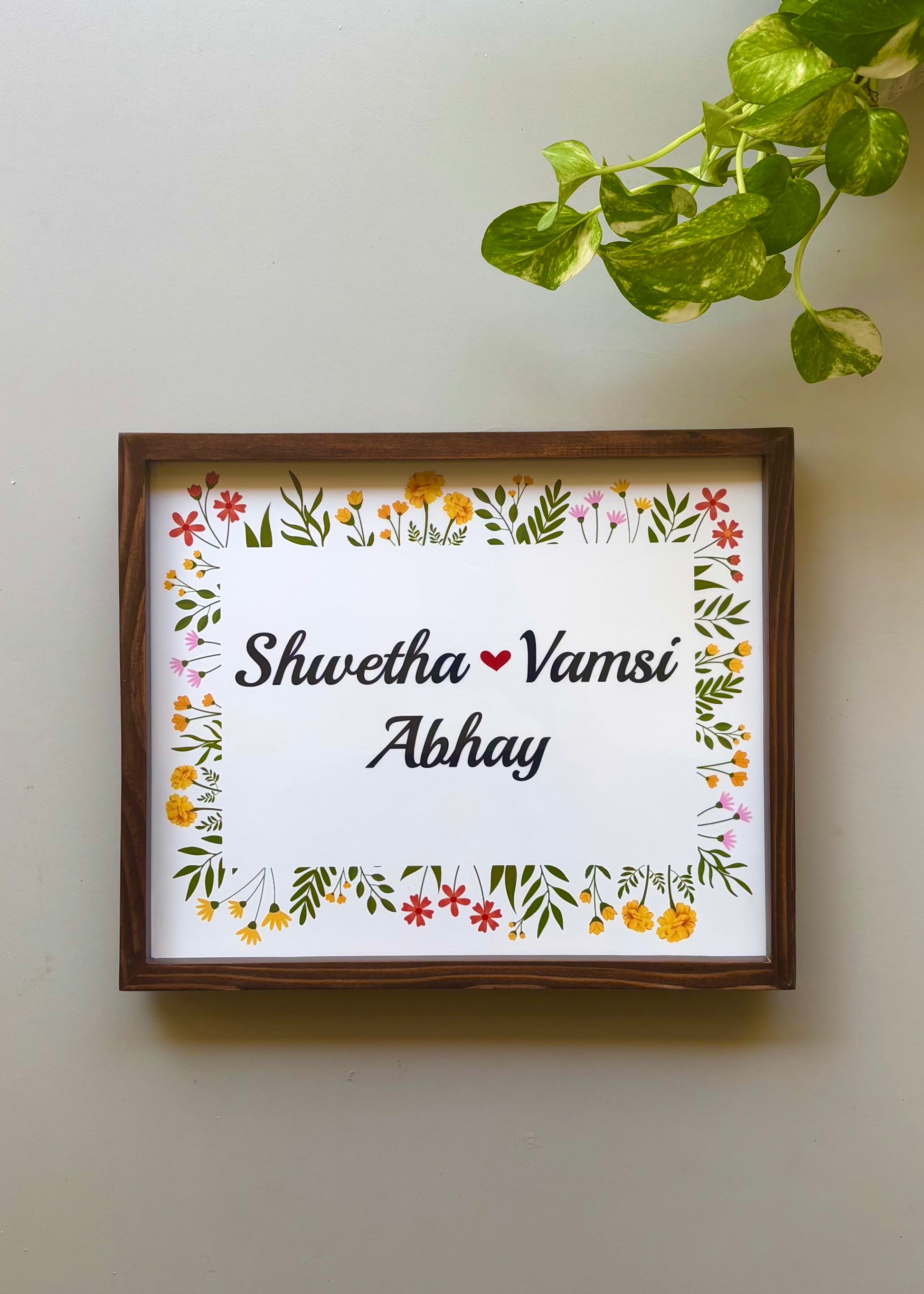 Floral Bliss Name Plate for Home - Decor By The Way