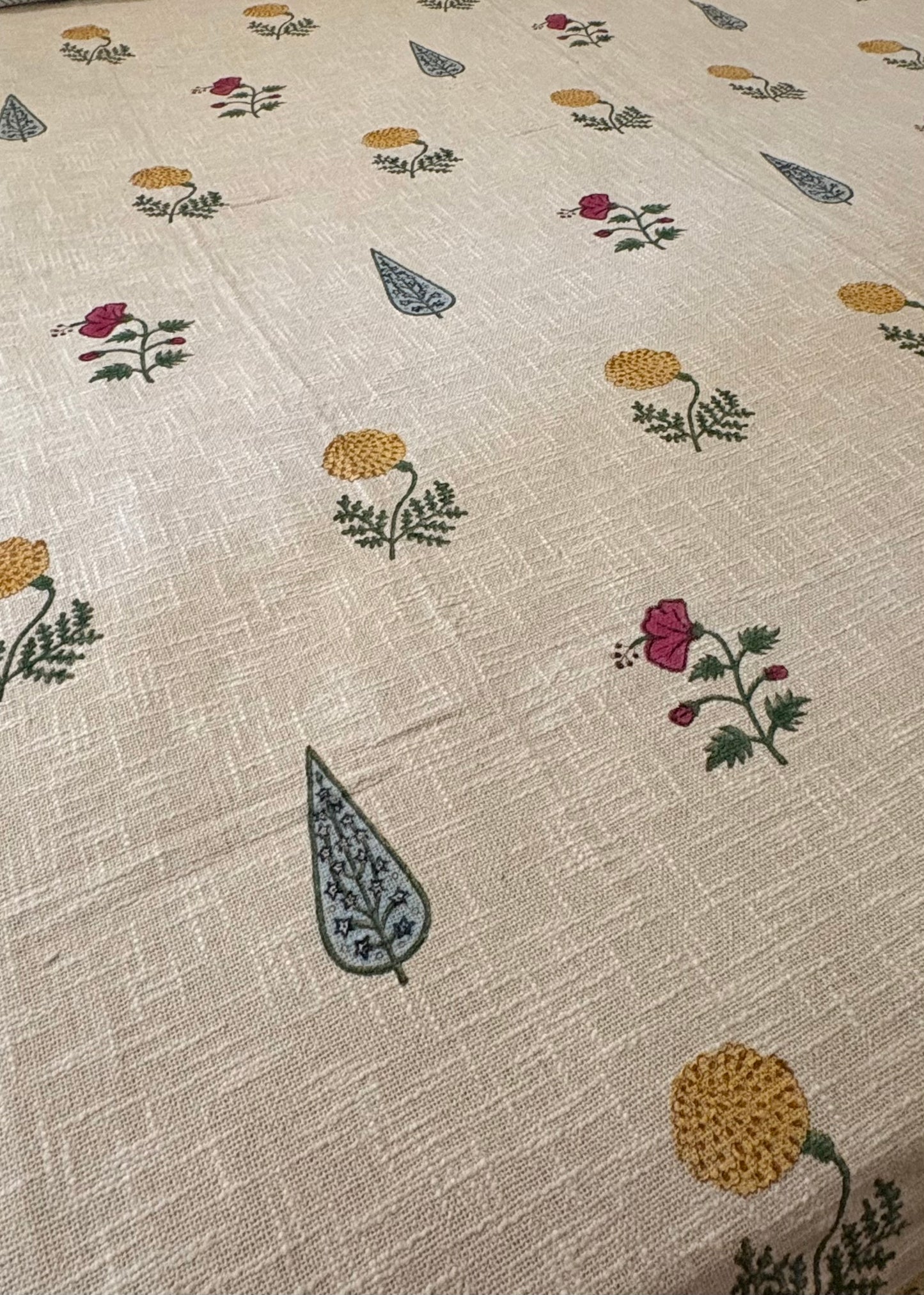 Marigold Hand Block Printed Soft Jute Bedsheet Set - Decor By The Way