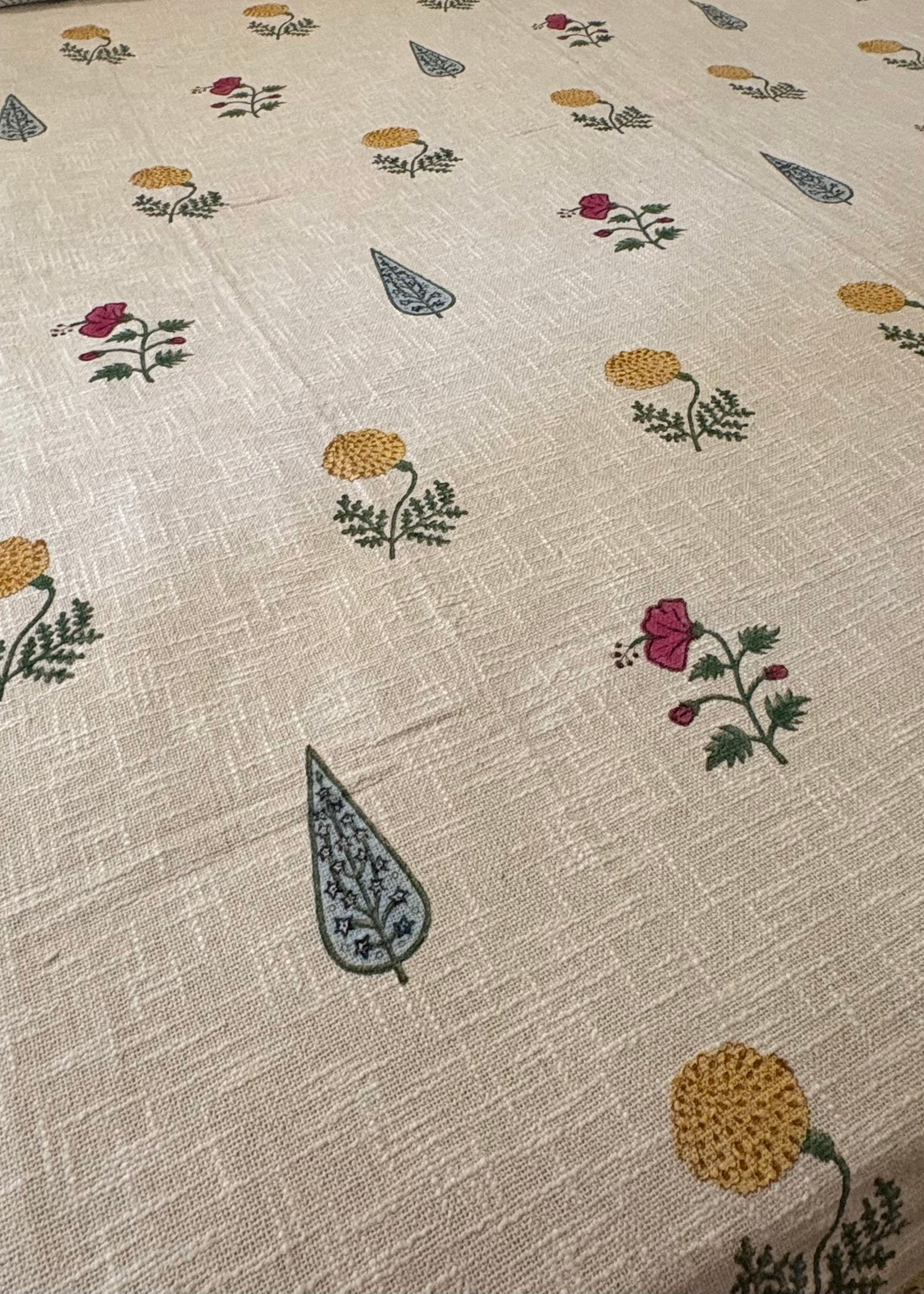 Marigold Hand Block Printed Soft Jute Bedsheet Set - Decor By The Way