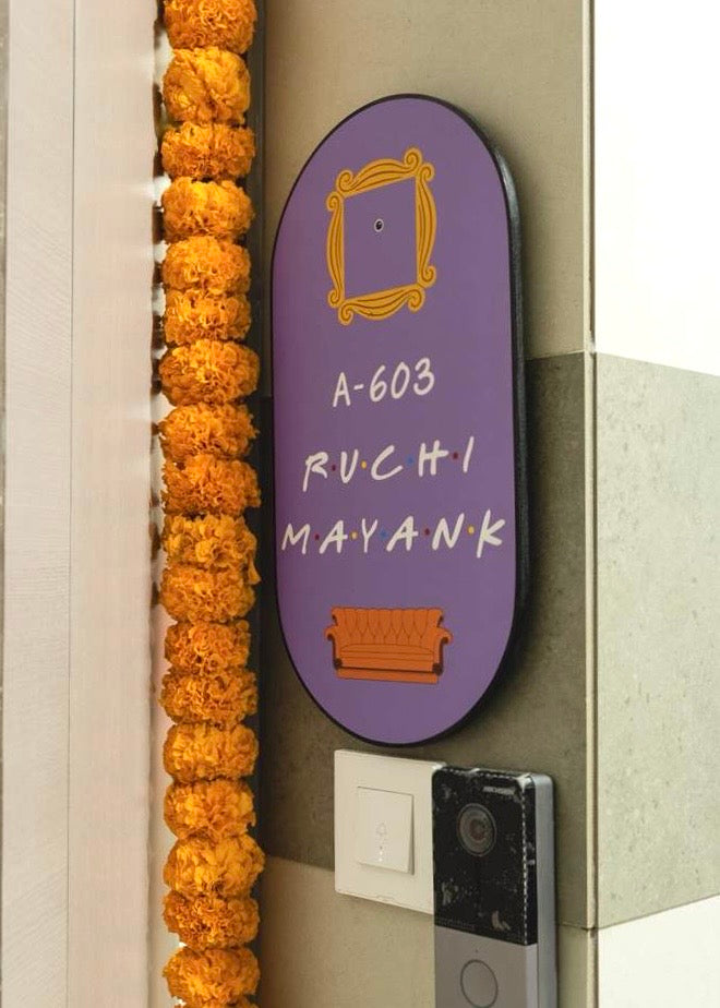 Friends TV Show Inspired Nameplate with Yellow Frame - Decor By The Way