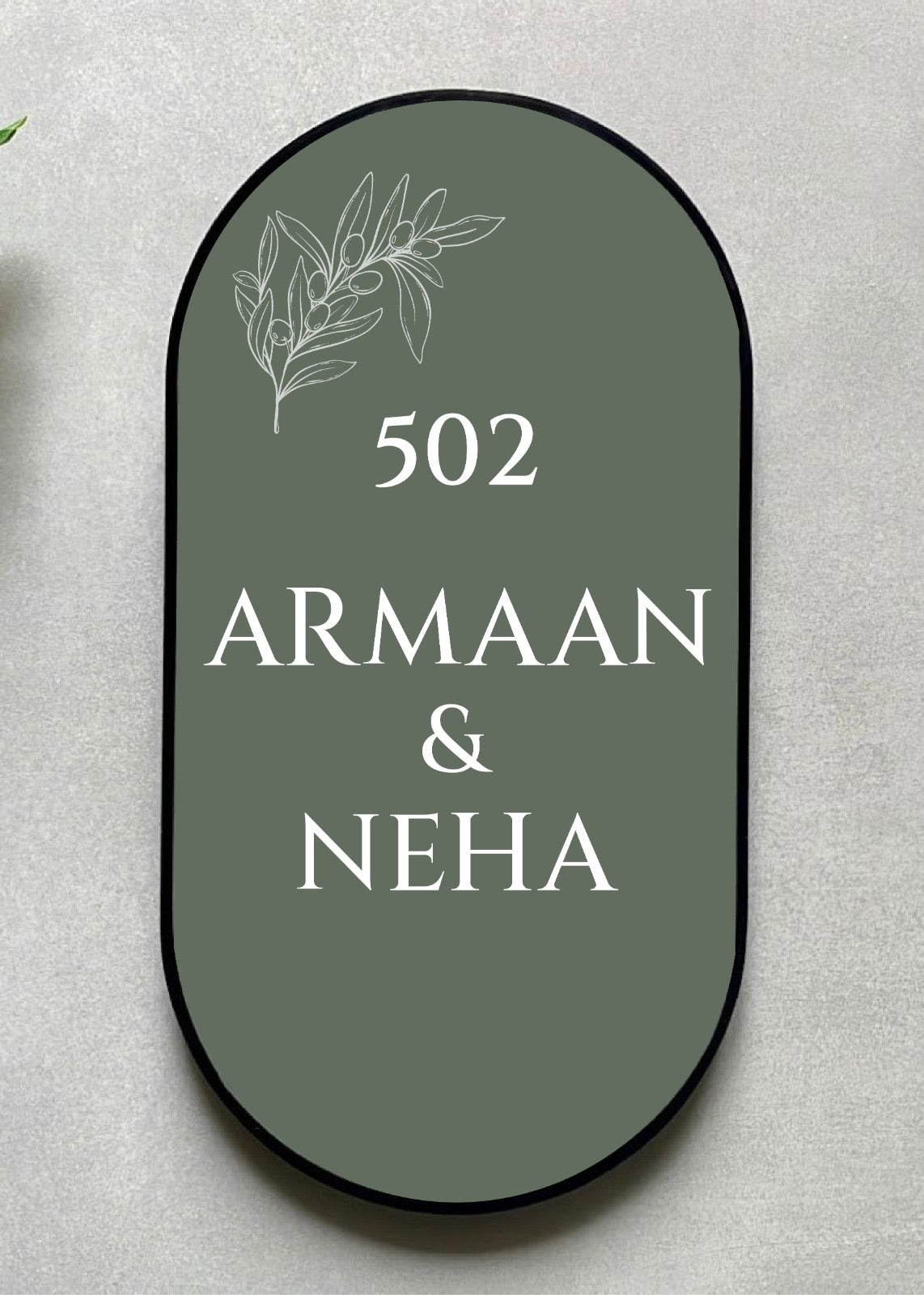 Olive Vertical Name Plate - Decor By The Way