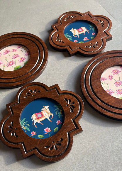 Kamal & Kamdhenu - Pichwai Inspired Wooden Wall Art Set