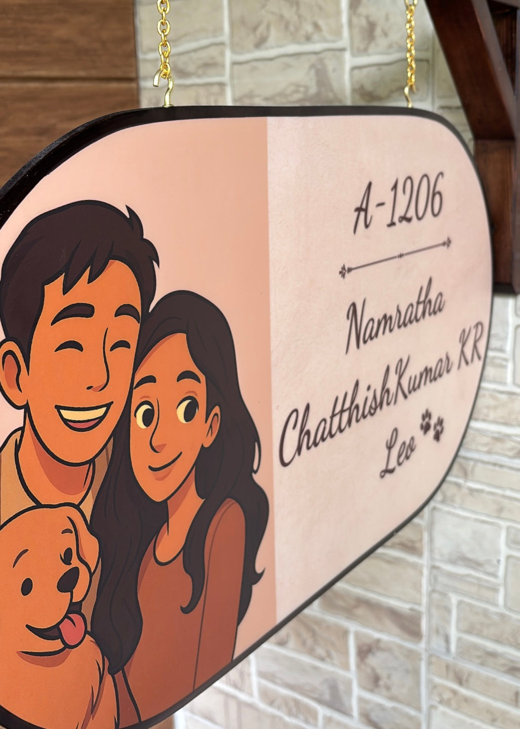 My Happy Home – Ghibli Art Insprired Name Plate with Wooden Bracket - Decor By The Way