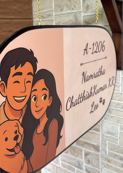 My Happy Home – Ghibli Art Insprired Name Plate with Wooden Bracket - Decor By The Way
