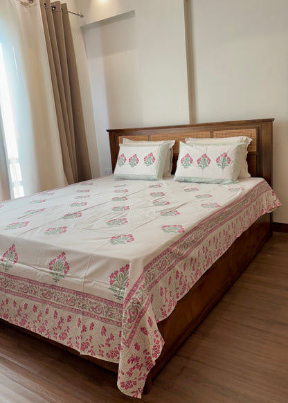 Mehek 100% Cotton Hand Block Printed 300 TC Bedsheet Set - Decor By The Way