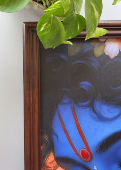 Krishna Karuna - Premium Teak Wood Devotional Wall Frame