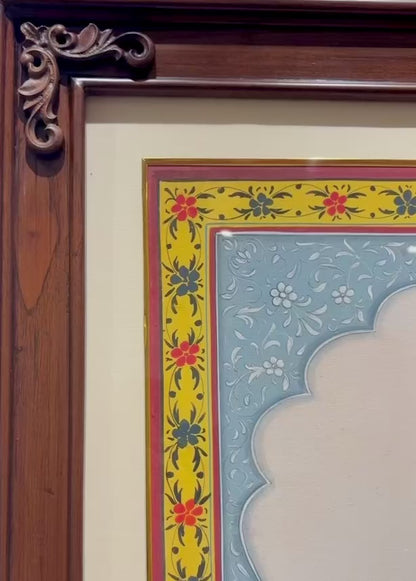 Shrinathji Krupa | Original Hand-Painted Pichwai Teak Wood Wall Frame with Brass Bells