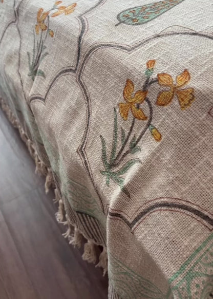 Peeli Bagh Hand Block Printed Soft Jute Bedsheet Set