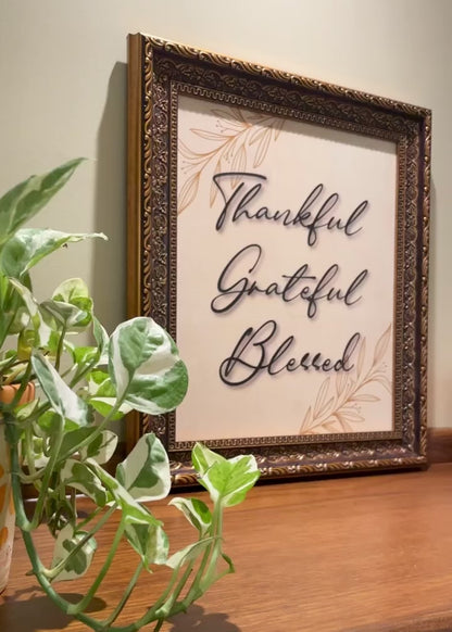 Thankful Grateful Blessed Antique Frame