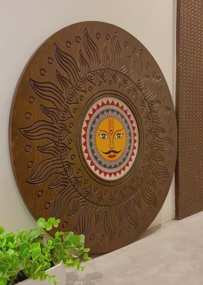 Surya Dev Wooden Wall Art