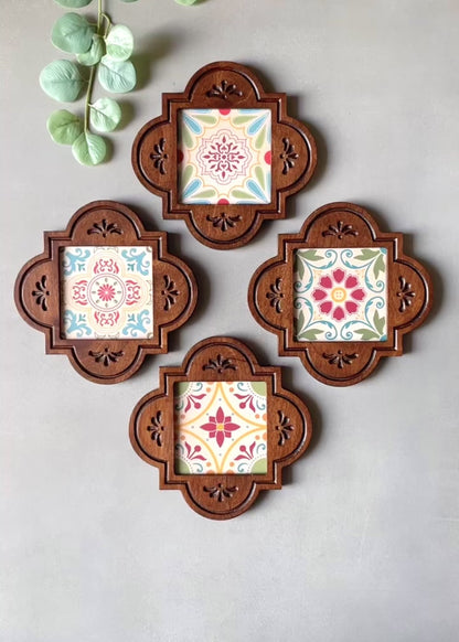 Moroccan Wooden Wall Art- Set of Four