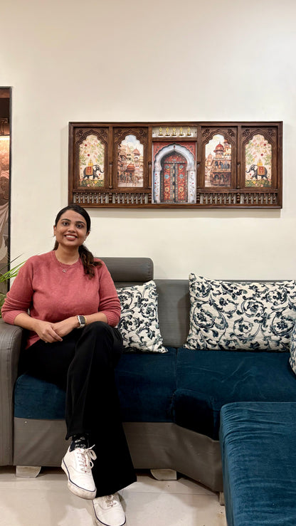 Meera Mahal Wooden Wall Decor – Grand 3D Wooden Artwork for Luxurious Interiors